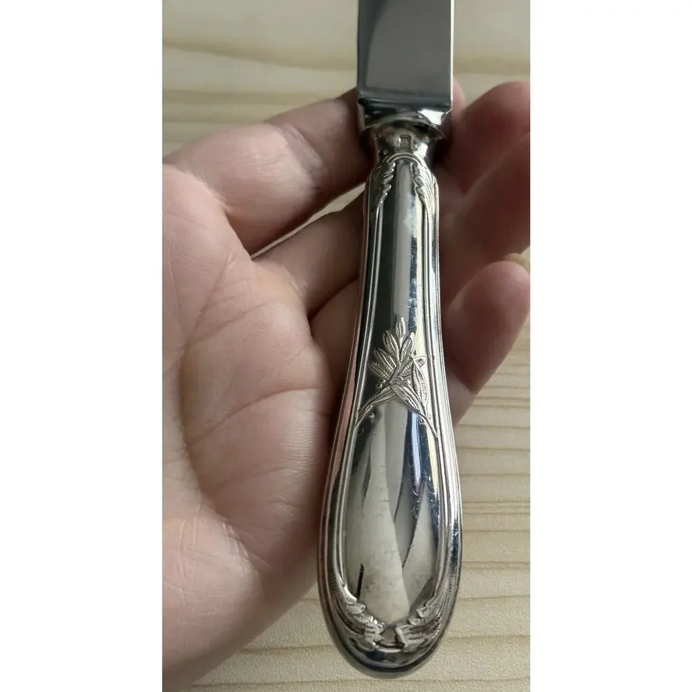 Ercuis France Lauriers Dinner Knife 8.5” Silver Plate Flatware Replacement VTG